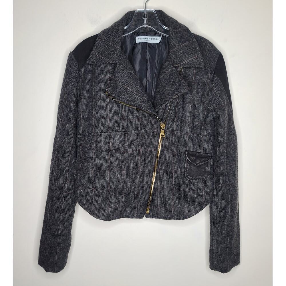 Artisan De Luxe Wool Leather Patchwork Asymmetric… - image 1